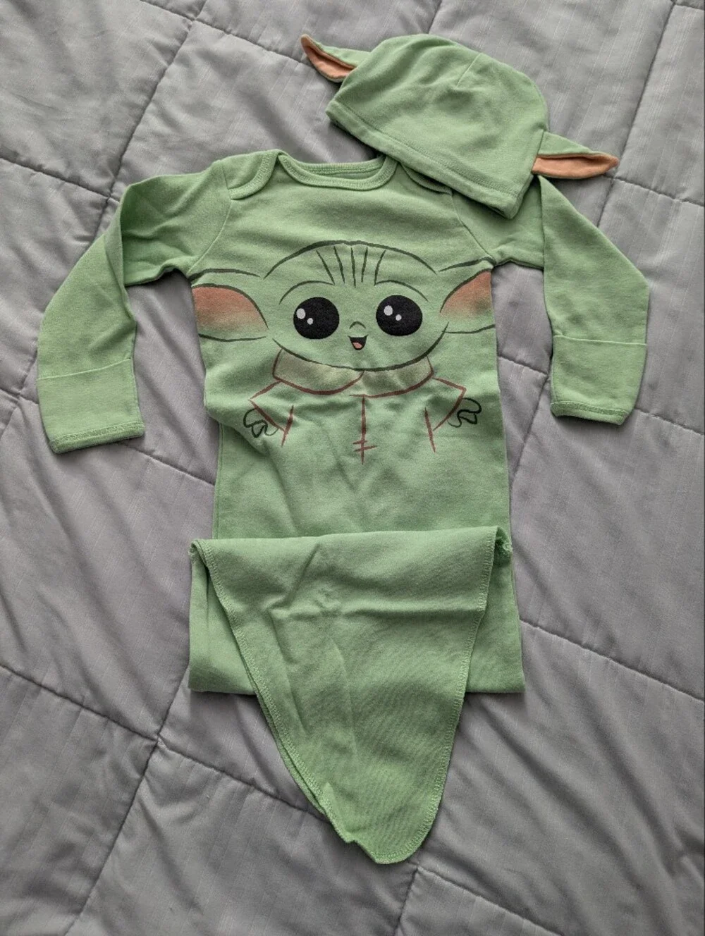 Green Baby Grogu Sleep Gown  with Ear Hat